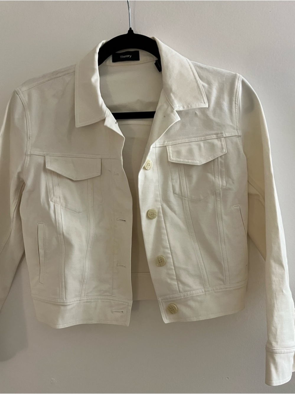 Theory Off-White Button-Front Jean Jacket
